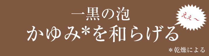 一黒の泡　かゆみ*を和らげる　*乾燥による